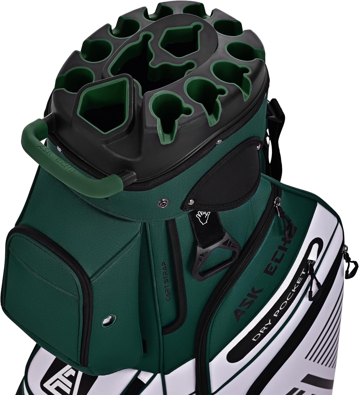Ask Echo T-Lock Golf Cart Bag, Quiet 14-Way Full-Length Divider | Keeps Every Club Protected, Organized And Easy To Access.smart Pocket Layout Keeps Every Essential Within Easy Reach - Pinegreen