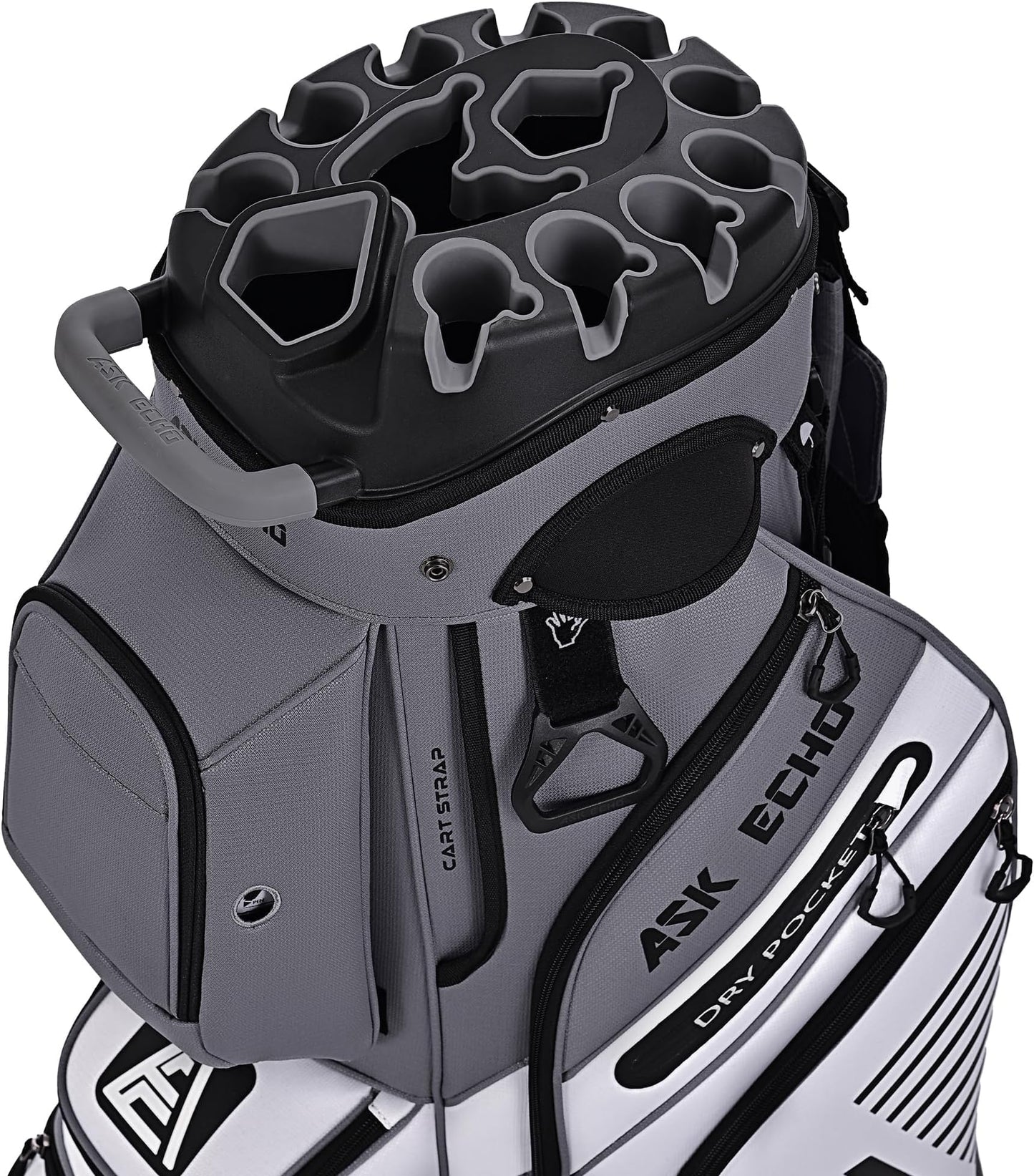 Ask Echo T-Lock Golf Cart Bag, Quiet 14-Way Full-Length Divider | Keeps Every Club Protected, Organized And Easy To Access.smart Pocket Layout Keeps Every Essential Within Easy Reach - Foggrey