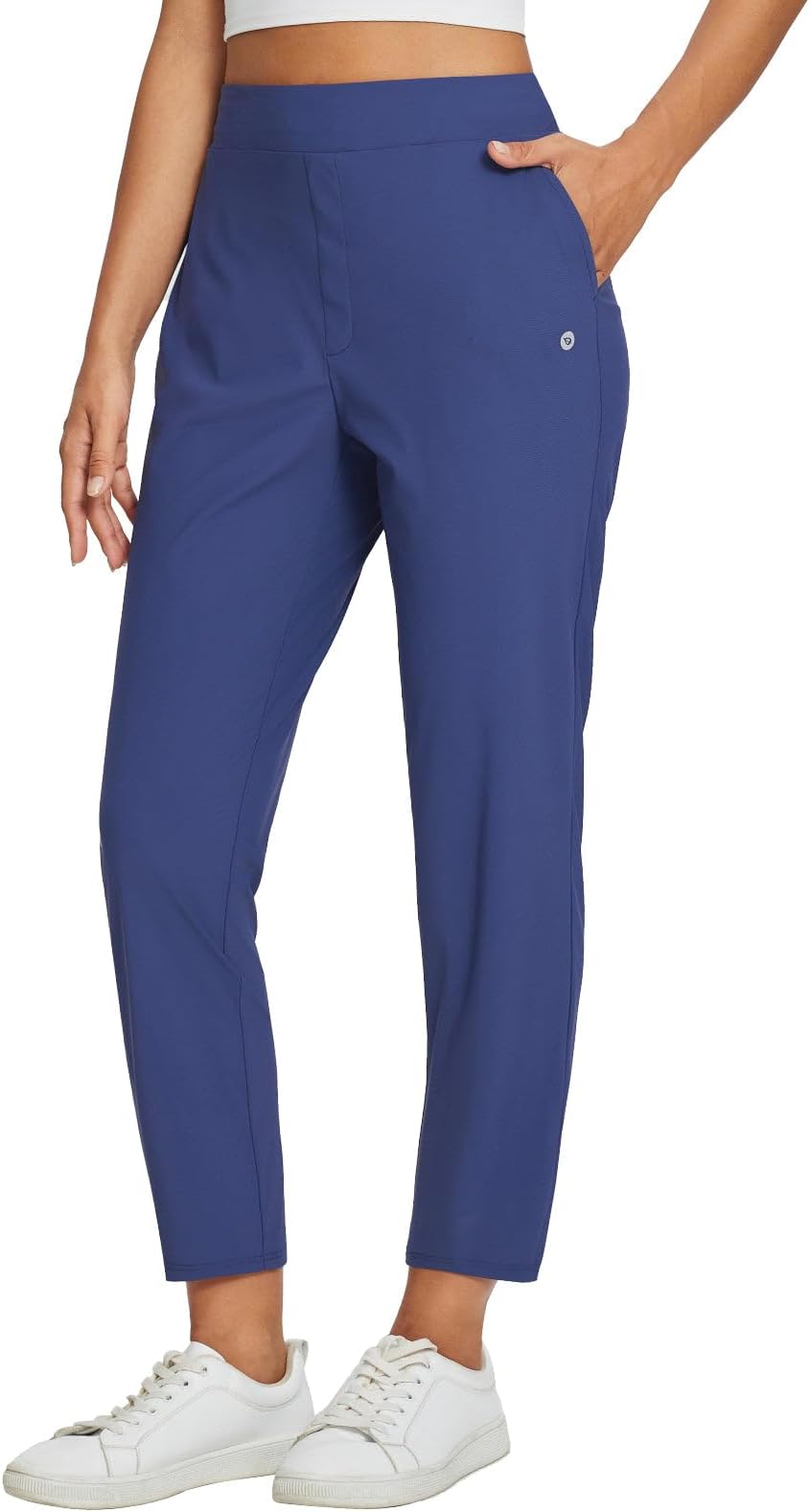 Baleaf Womens Travel Pants Lightweight Stretch With Zipper Pockets Petite Ankle Dressy Golf Work Business Casual Slacks - Navy