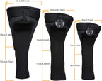 Black Golf Club Head Cover For Driver Fairway 3 Pcs Woods Headcovers, Golf Accessories Hybrid Head Covers Set With Interchangeable Tags 3 4 5 7 X - Black