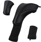 Black Golf Club Head Cover For Driver Fairway 3 Pcs Woods Headcovers, Golf Accessories Hybrid Head Covers Set With Interchangeable Tags 3 4 5 7 X - Black