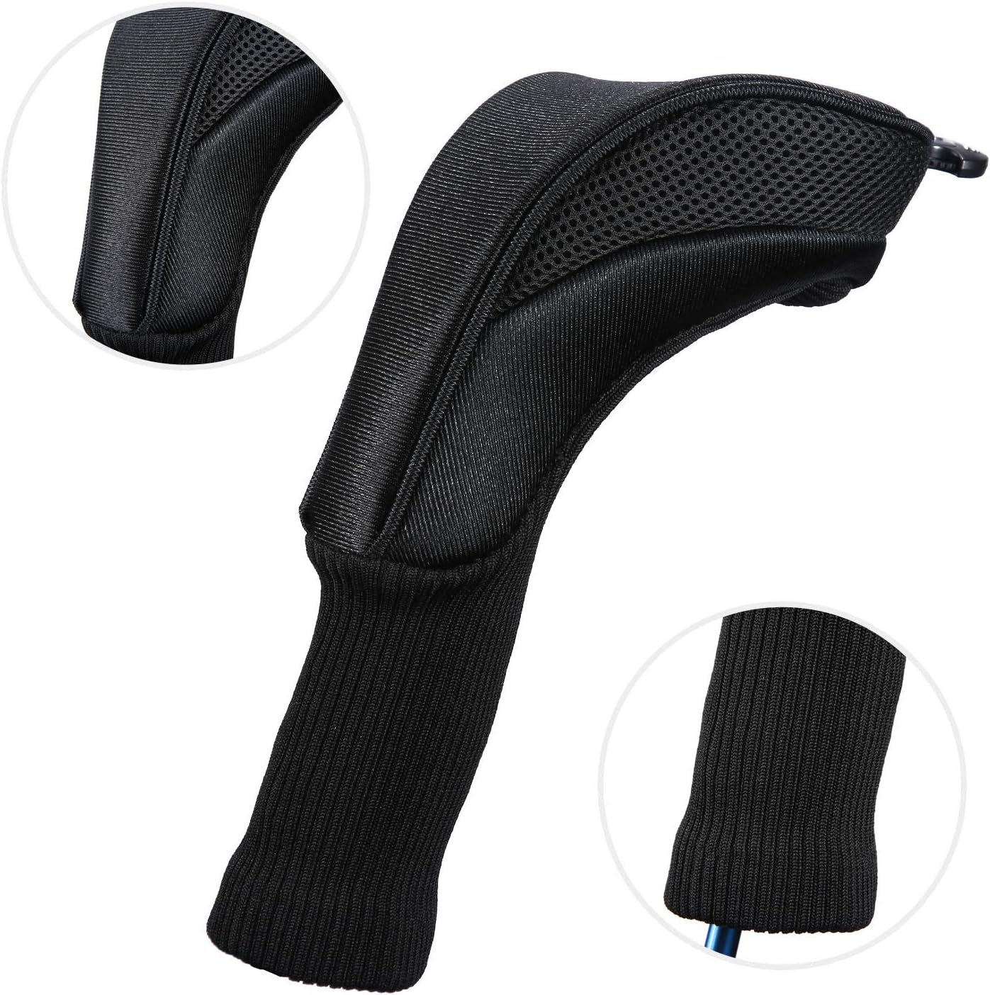 Black Golf Club Head Cover For Driver Fairway 3 Pcs Woods Headcovers, Golf Accessories Hybrid Head Covers Set With Interchangeable Tags 3 4 5 7 X - Black