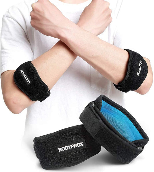 Bodyprox Elbow Brace for Tennis & Golfer's Elbow Pain Relief (2 Pack)