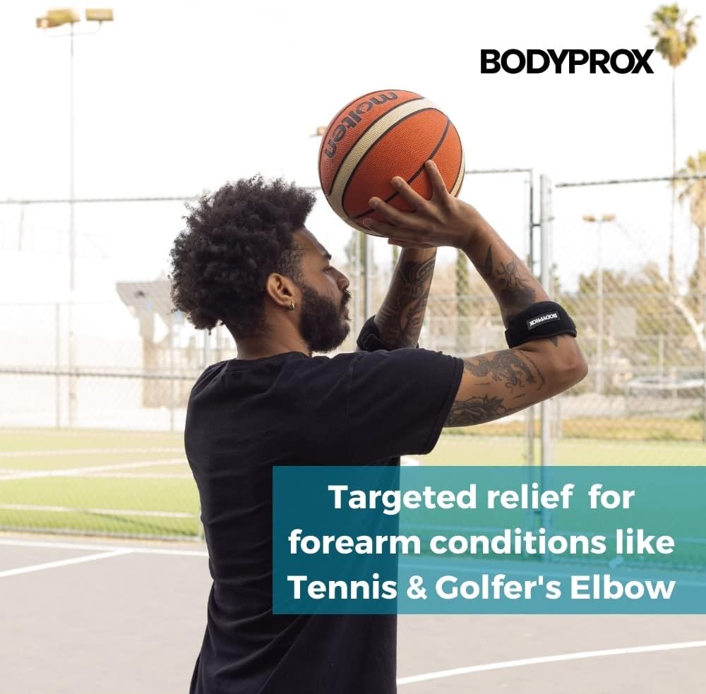 Bodyprox Elbow Brace for Tennis & Golfer's Elbow Pain Relief (2 Pack)