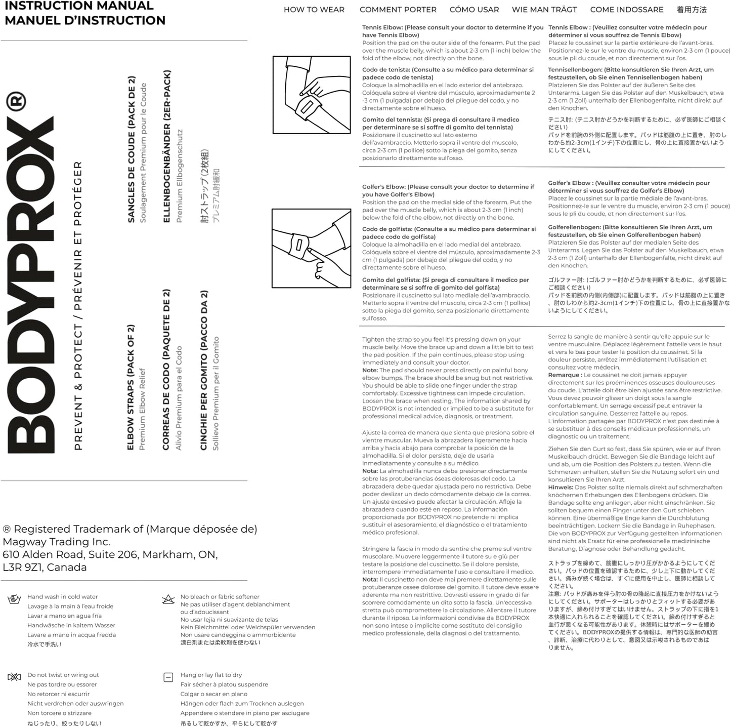 Bodyprox Elbow Brace for Tennis & Golfer's Elbow Pain Relief (2 Pack)