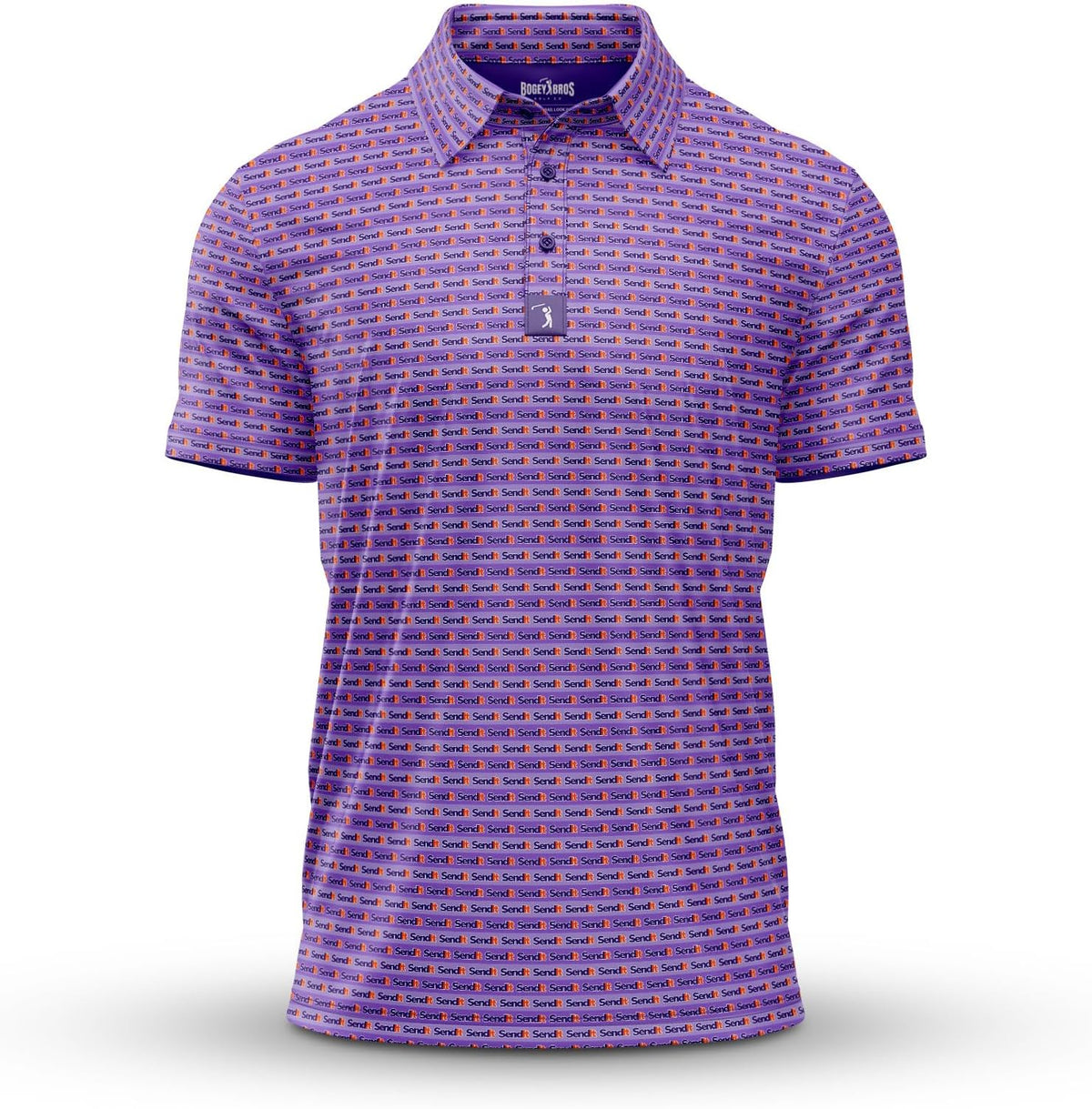 Bogey Bros Golf Polo Shirt For Men – 4 Way Stretch Short Sleeve, Upf 50, Moisture Wicking Athletic Fit - Send It