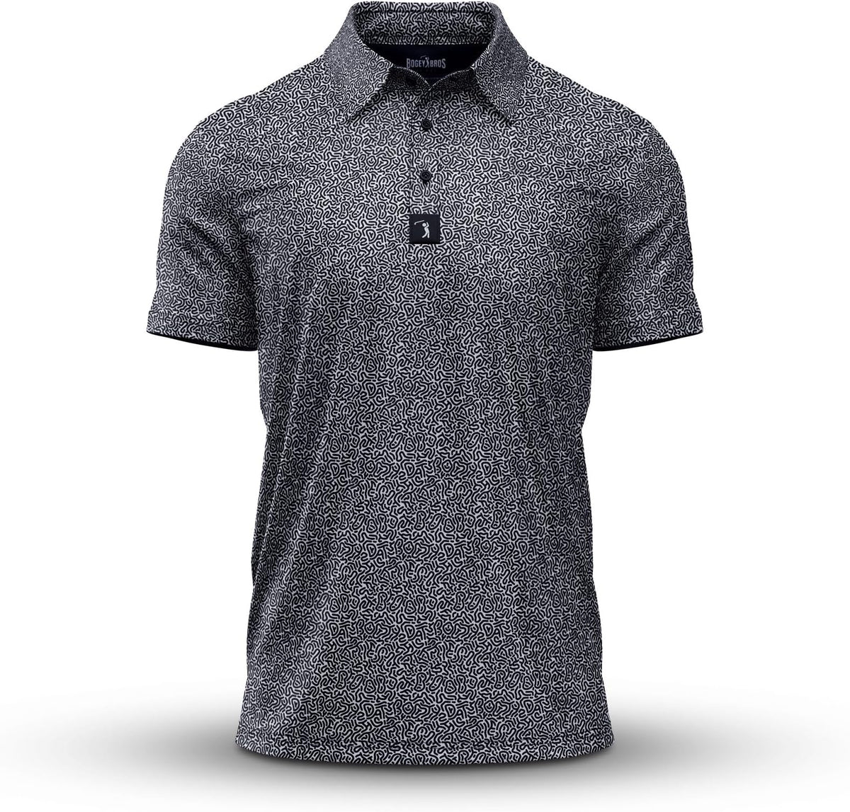 Bogey Bros Golf Polo Shirt For Men – 4 Way Stretch Short Sleeve, Upf 50, Moisture Wicking Athletic Fit - Hidden Words