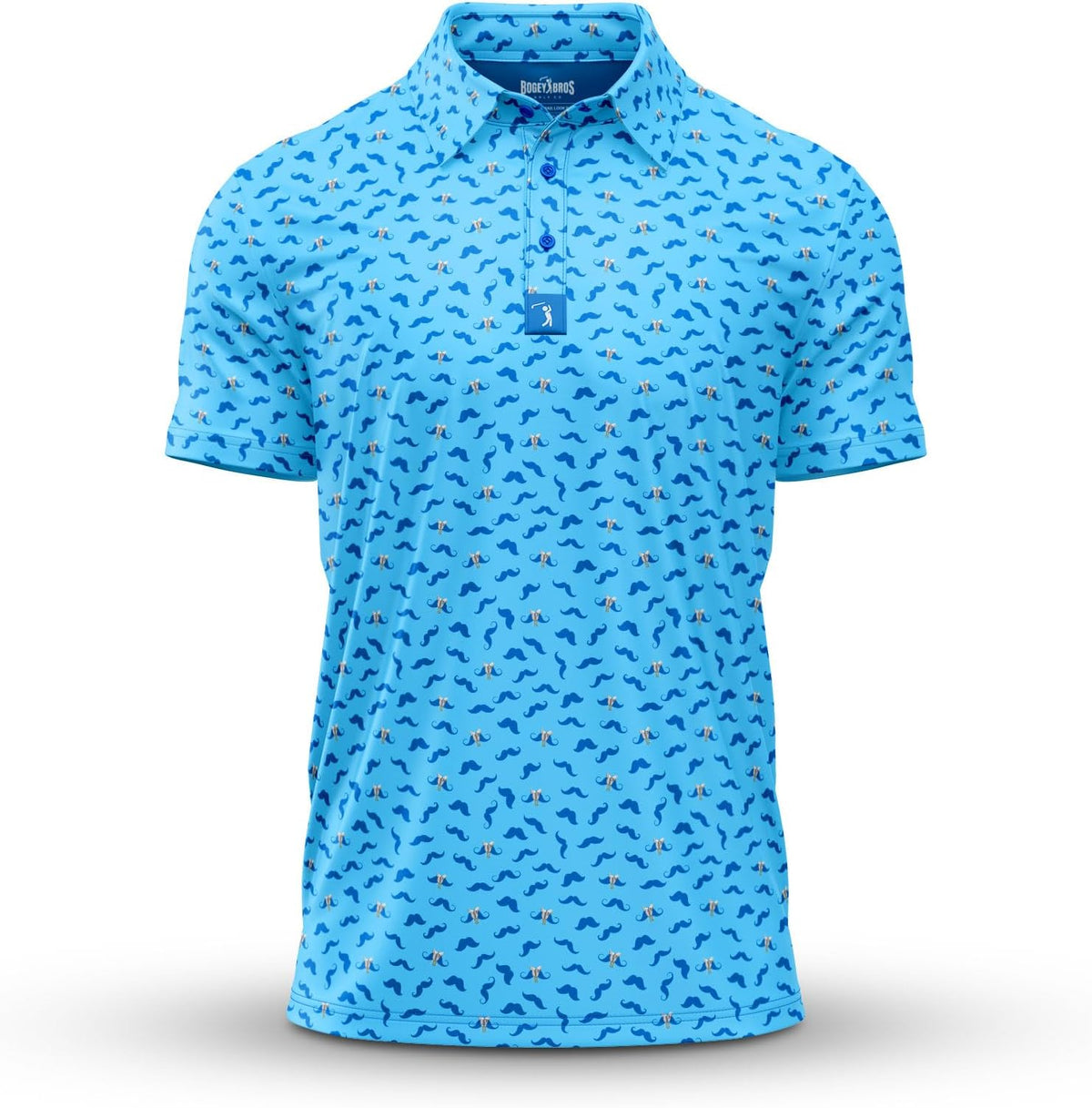 Bogey Bros Golf Polo Shirt For Men – 4 Way Stretch Short Sleeve, Upf 50, Moisture Wicking Athletic Fit - Mustache Ride