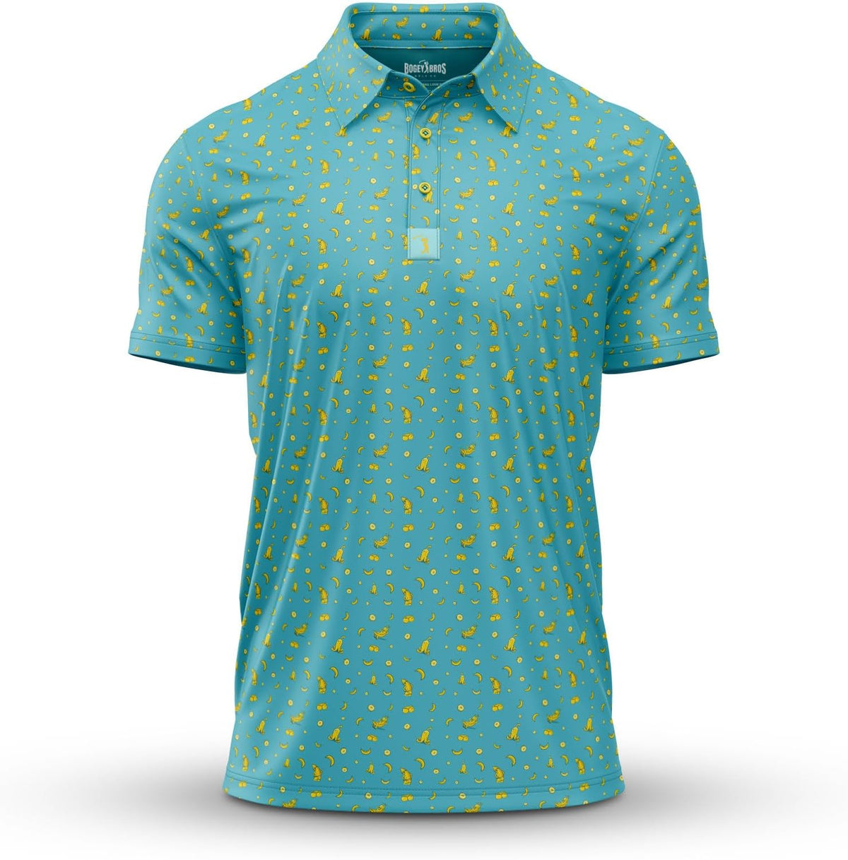 Bogey Bros Golf Polo Shirt For Men – 4 Way Stretch Short Sleeve, Upf 50, Moisture Wicking Athletic Fit - Banana Split Cheeks