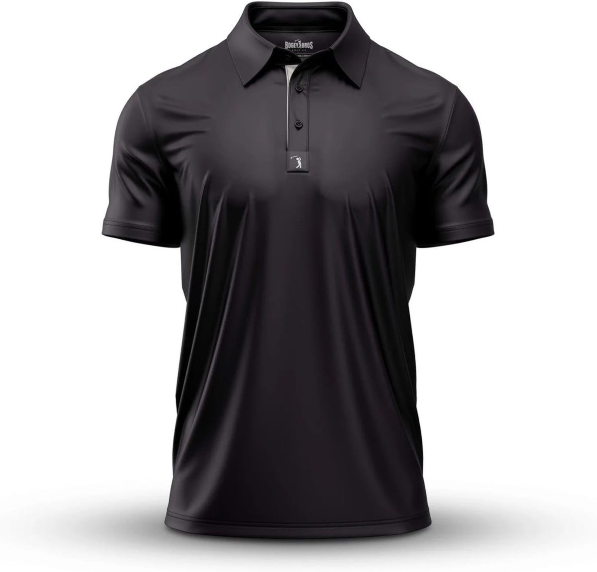 Bogey Bros Golf Polo Shirt For Men – 4 Way Stretch Short Sleeve, Upf 50, Moisture Wicking Athletic Fit - Solid Black