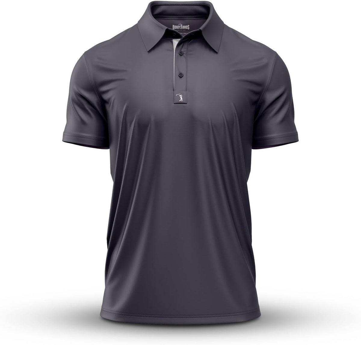 Bogey Bros Golf Polo Shirt For Men – 4 Way Stretch Short Sleeve, Upf 50, Moisture Wicking Athletic Fit - Solid Charcoal