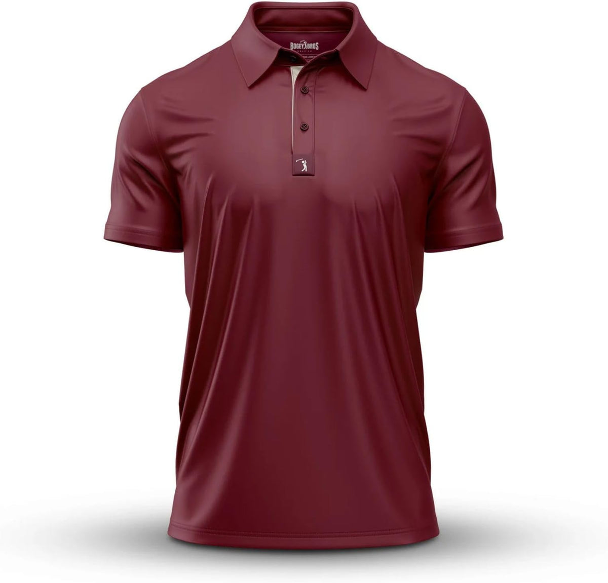 Bogey Bros Golf Polo Shirt For Men – 4 Way Stretch Short Sleeve, Upf 50, Moisture Wicking Athletic Fit - Solid Oxblood