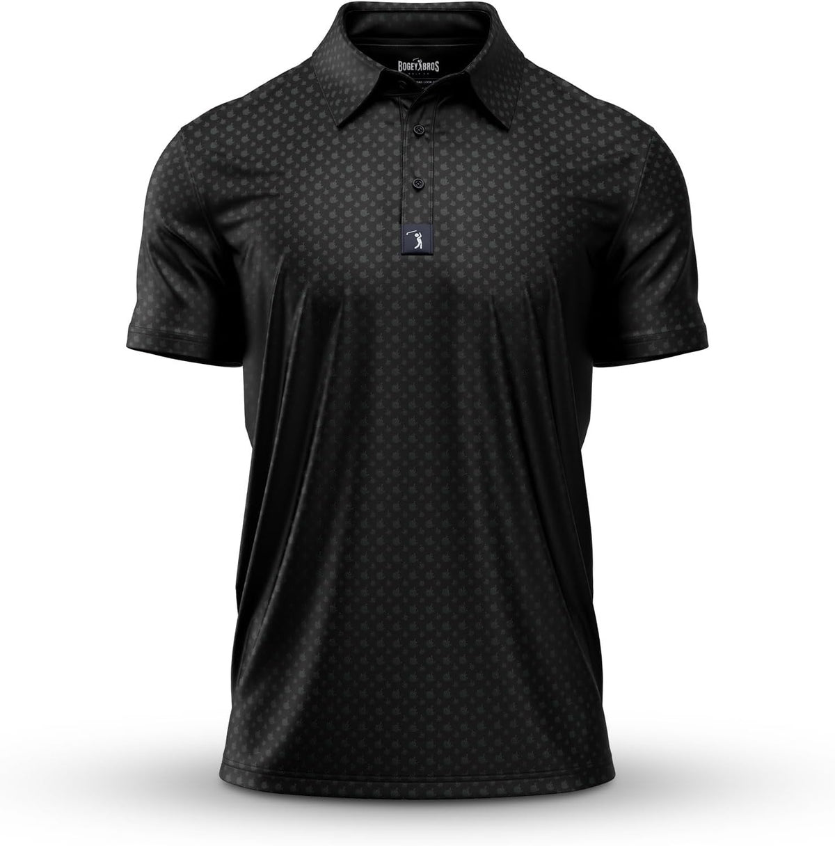 Bogey Bros Golf Polo Shirt For Men – 4 Way Stretch Short Sleeve, Upf 50, Moisture Wicking Athletic Fit - Birdie Finger - Raven