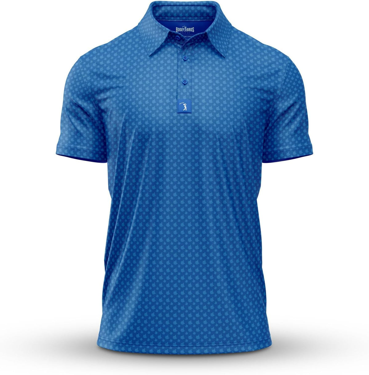 Bogey Bros Golf Polo Shirt For Men – 4 Way Stretch Short Sleeve, Upf 50, Moisture Wicking Athletic Fit - Birdie Finger - Blue Jay