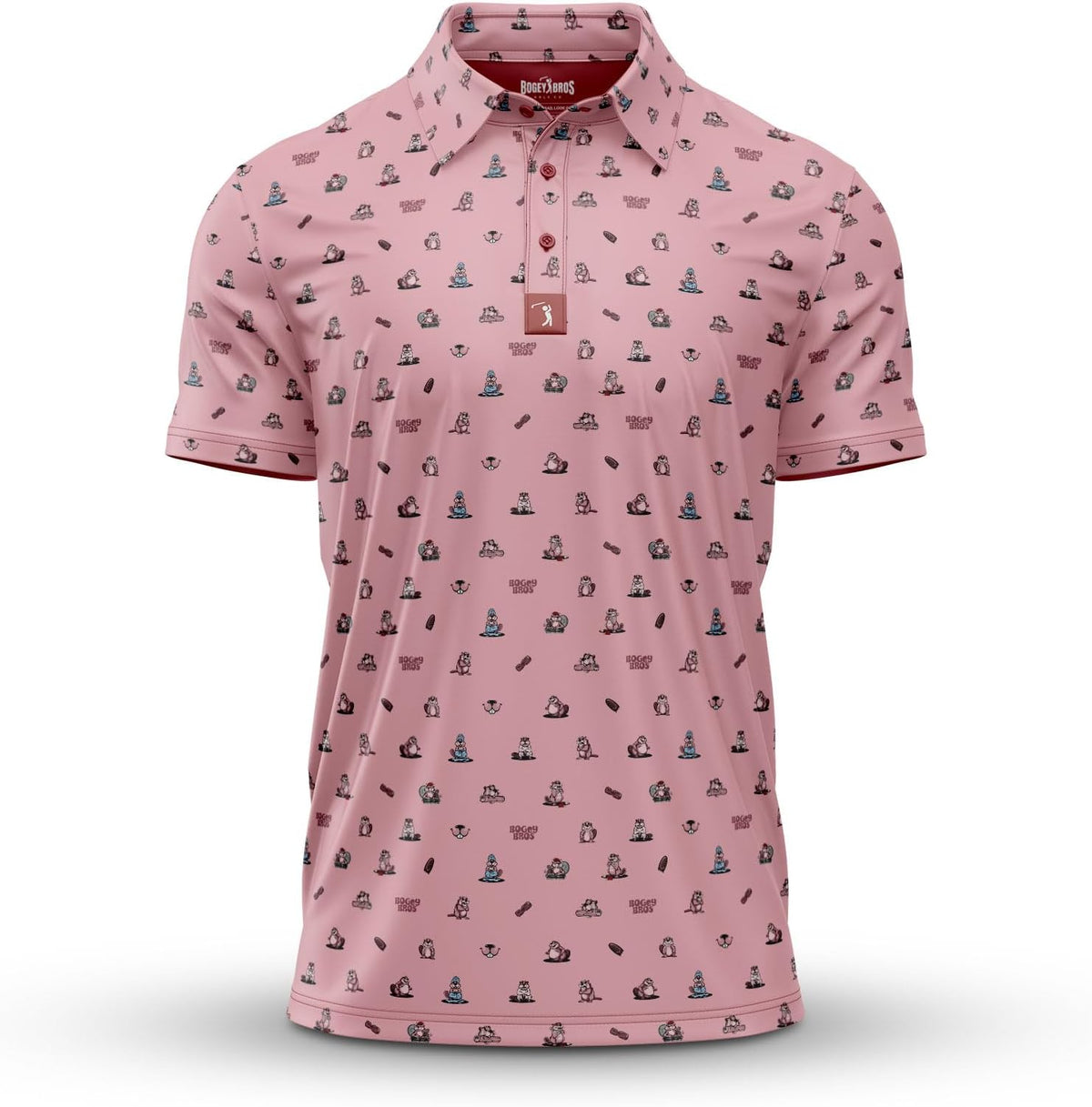 Bogey Bros Golf Polo Shirt For Men – 4 Way Stretch Short Sleeve, Upf 50, Moisture Wicking Athletic Fit - Dam Beavers