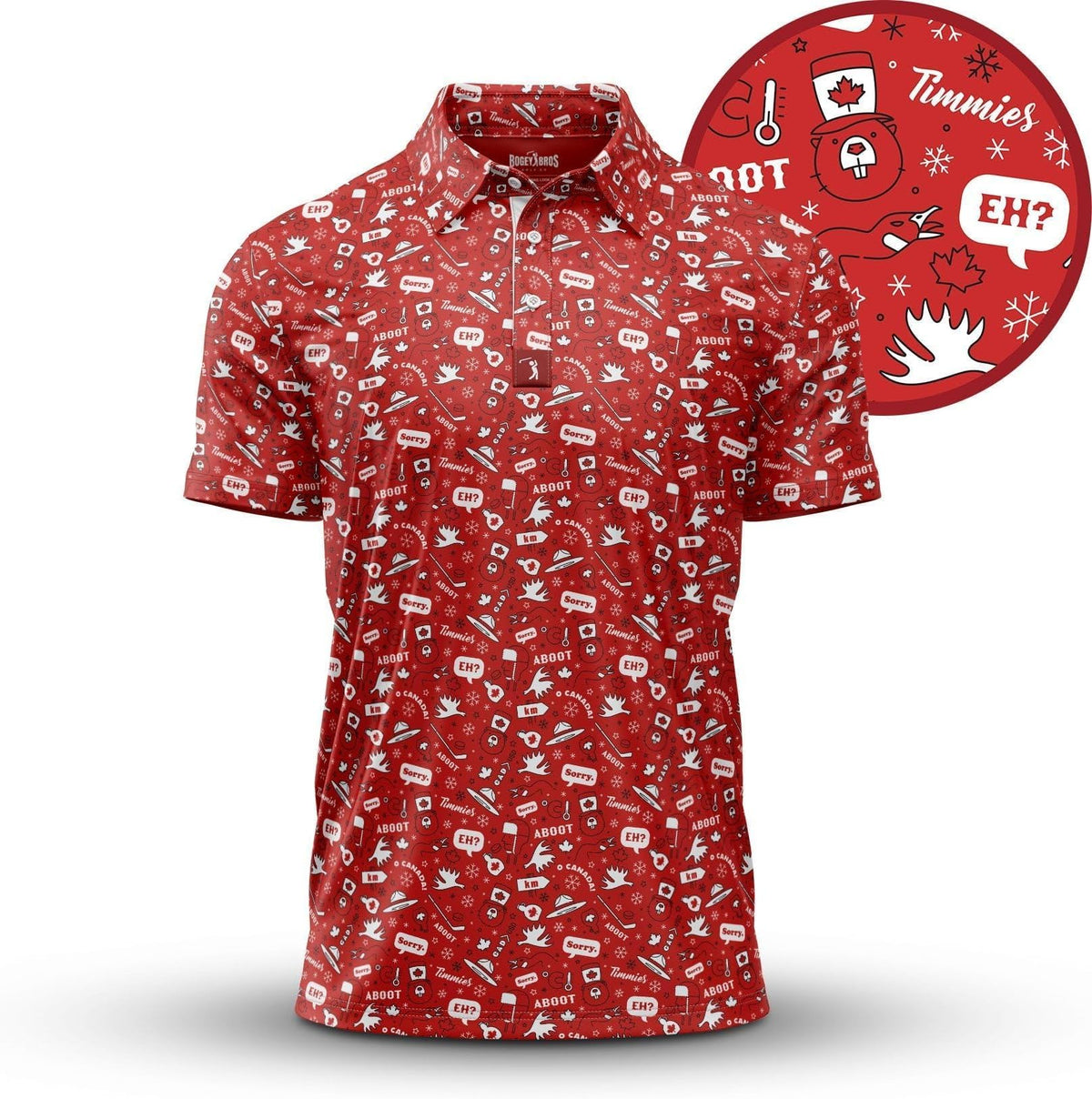 Bogey Bros Golf Polo Shirt For Men – 4 Way Stretch Short Sleeve, Upf 50, Moisture Wicking Athletic Fit - O Canada
