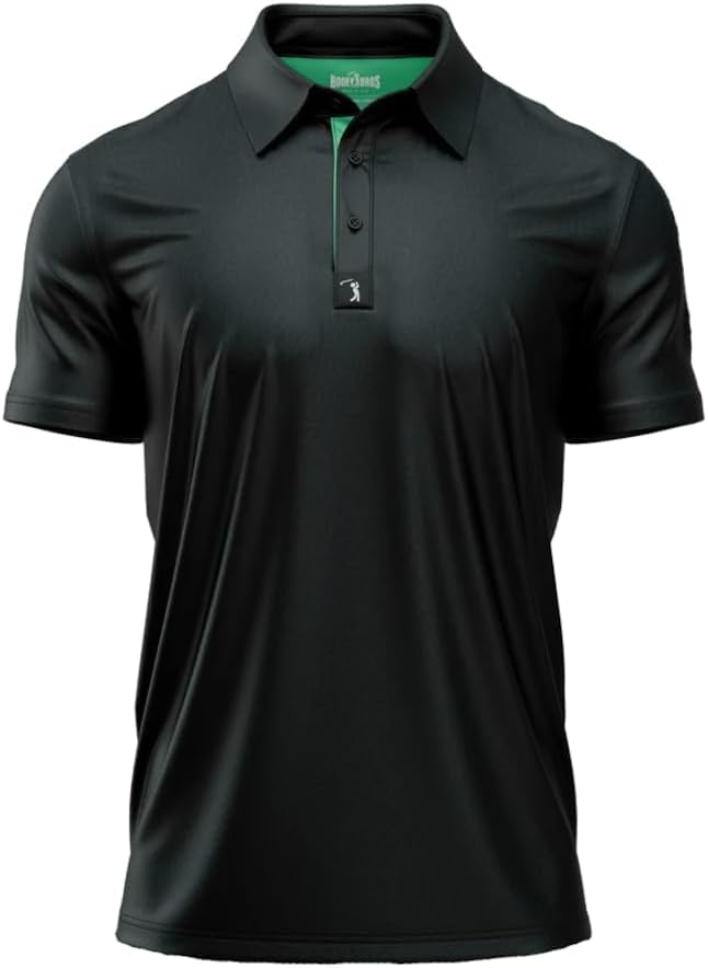 Bogey Bros Golf Polo Shirt For Men – 4 Way Stretch Short Sleeve, Upf 50, Moisture Wicking Athletic Fit - Stealth Mode - Dark