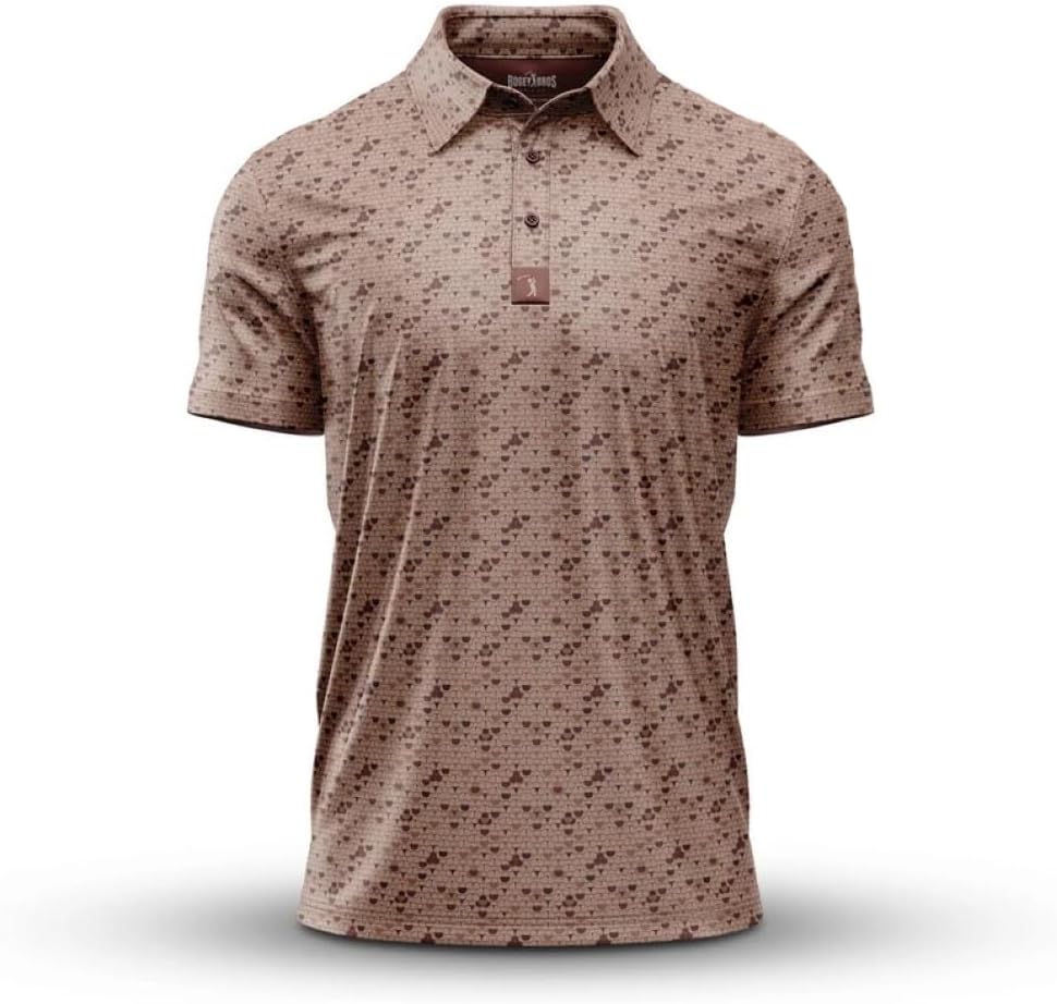 Bogey Bros Golf Polo Shirt For Men – 4 Way Stretch Short Sleeve, Upf 50, Moisture Wicking Athletic Fit - Whale Tail - Sand Storm