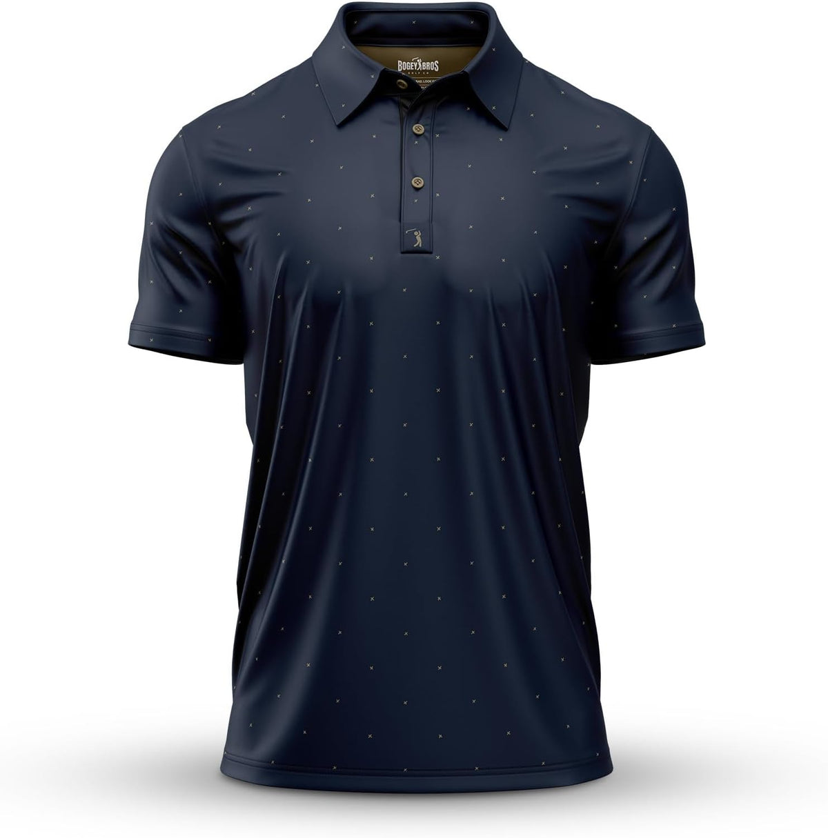 Bogey Bros Golf Polo Shirt For Men – 4 Way Stretch Short Sleeve, Upf 50, Moisture Wicking Athletic Fit - Exes - Navy