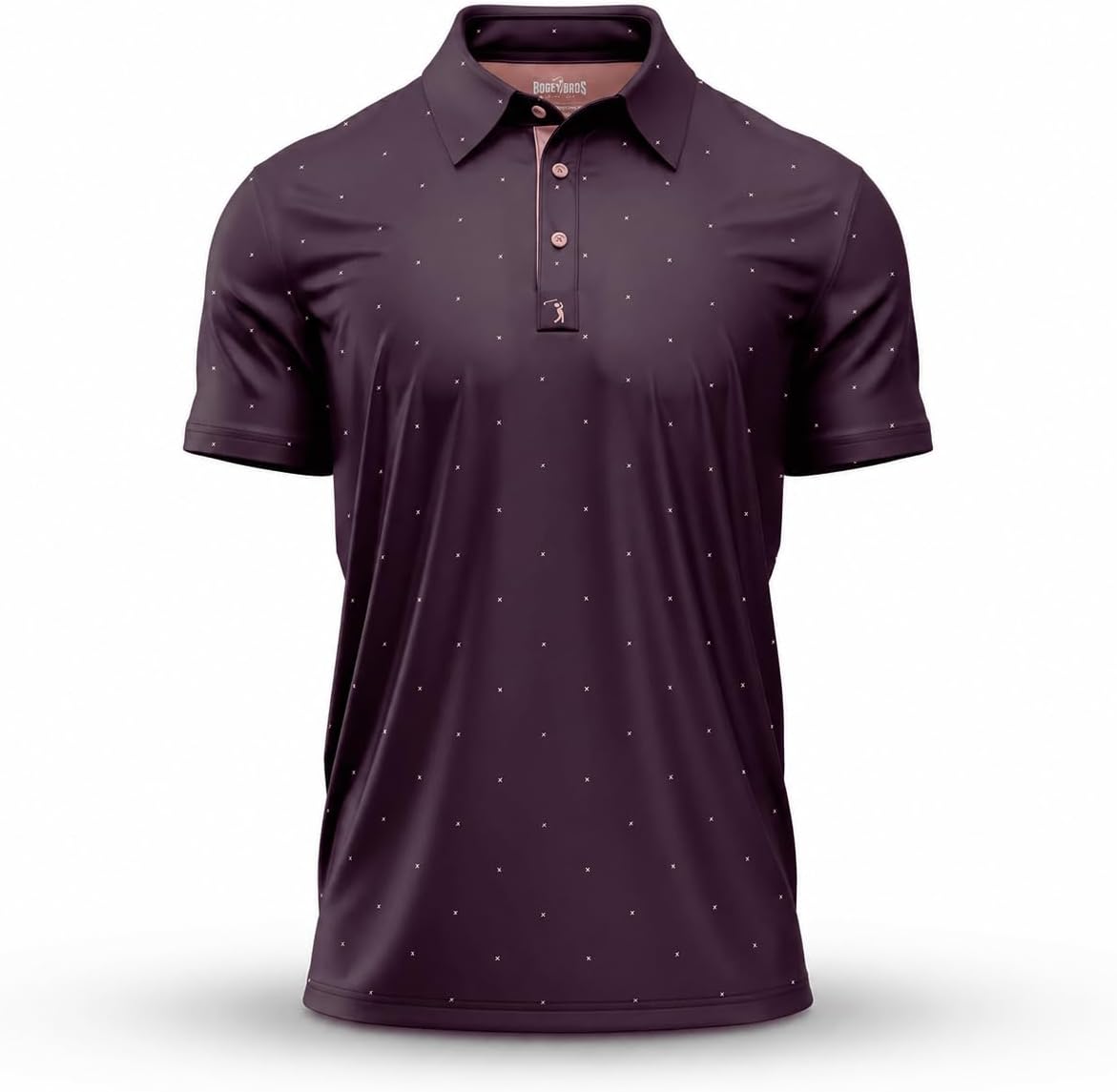 Bogey Bros Golf Polo Shirt For Men – 4 Way Stretch Short Sleeve, Upf 50, Moisture Wicking Athletic Fit - Exes - Plum
