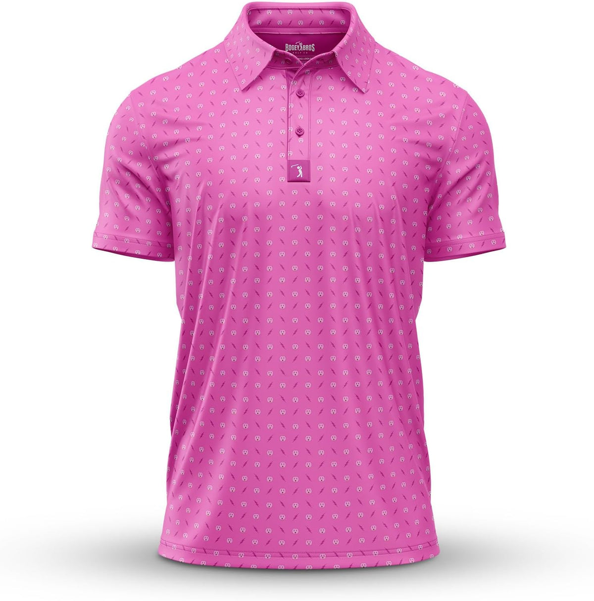 Bogey Bros Golf Polo Shirt For Men – 4 Way Stretch Short Sleeve, Upf 50, Moisture Wicking Athletic Fit - Shocked