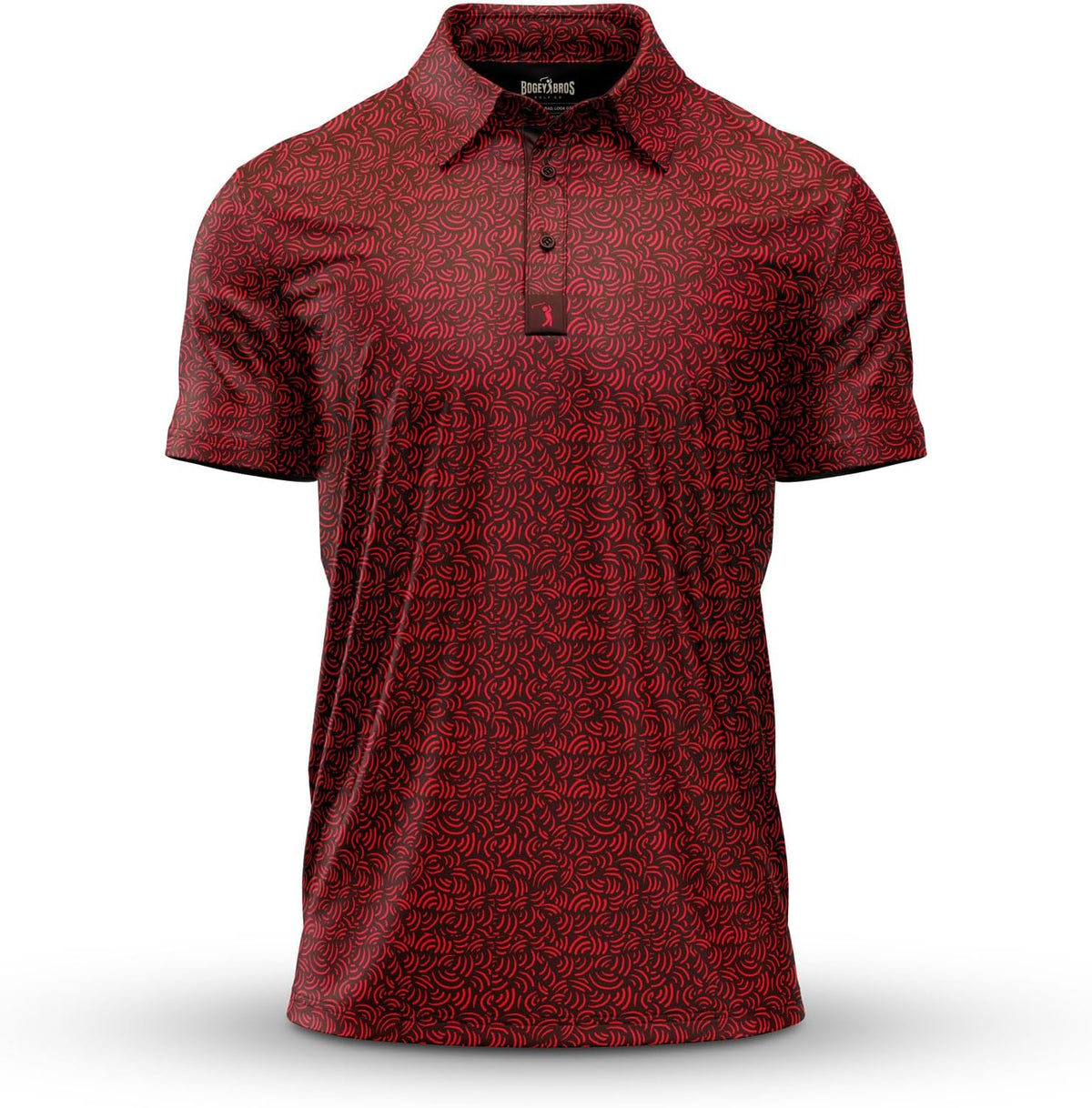 Bogey Bros Golf Polo Shirt For Men – 4 Way Stretch Short Sleeve, Upf 50, Moisture Wicking Athletic Fit - Arcs - Red