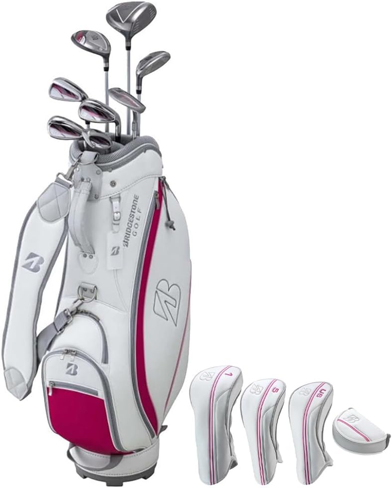 Bridgestone Golf Bg-100l Golf Club Set, Women's Clubs With Caddy Bag, Set Of 8 Clubs - Pink