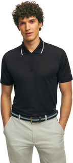 Brooks Brothers Men's Performance Stretch Short Sleeve Pique Golf Polo - Black