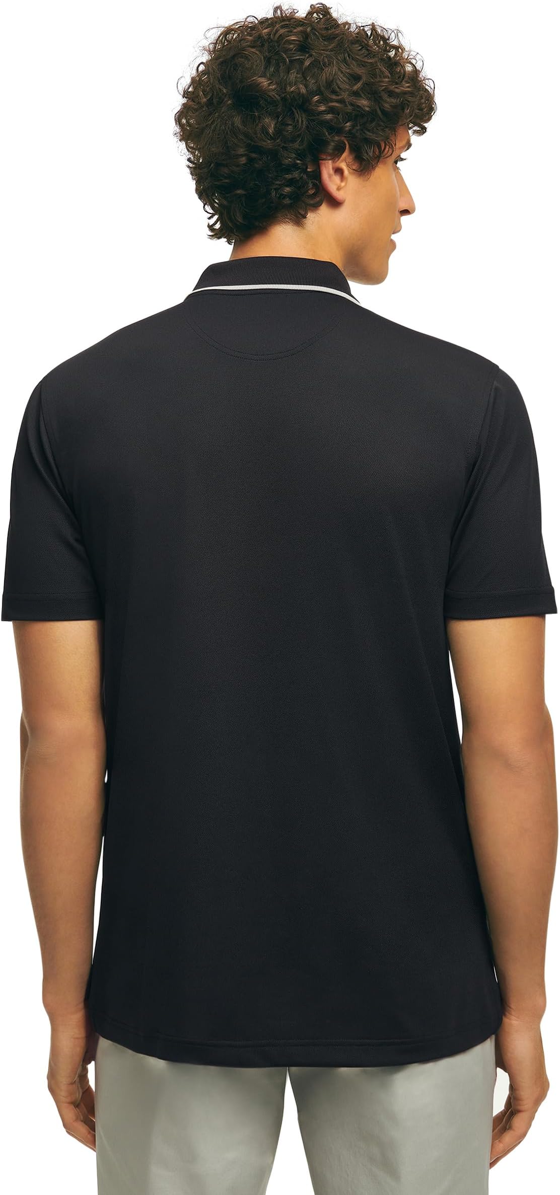 Brooks Brothers Men's Performance Stretch Short Sleeve Pique Golf Polo - Black