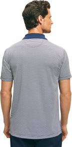 Brooks Brothers Men's Performance Stretch Short Sleeve Mini Stripe Golf Polo - Navy