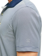 Brooks Brothers Men's Performance Stretch Short Sleeve Mini Stripe Golf Polo - Navy