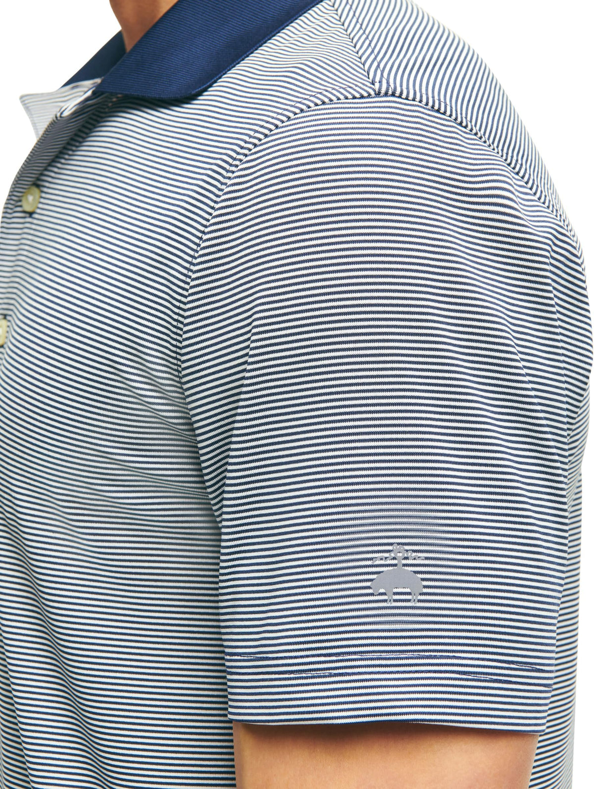 Brooks Brothers Men's Performance Stretch Short Sleeve Mini Stripe Golf Polo - Navy