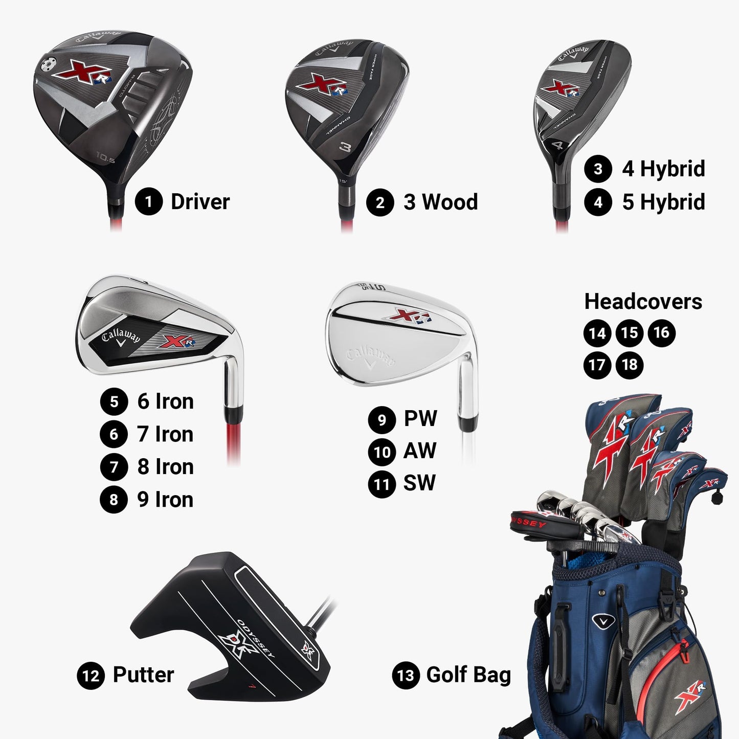 Callaway XR Complete Golf Set 18-Piece with Bag and Headcovers