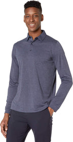 Callaway Men's Long Sleeve Moisture Wicking Golf Polo Shirt With Stretch Fabric (available In Big & Tall) - Navy/chambray Heather