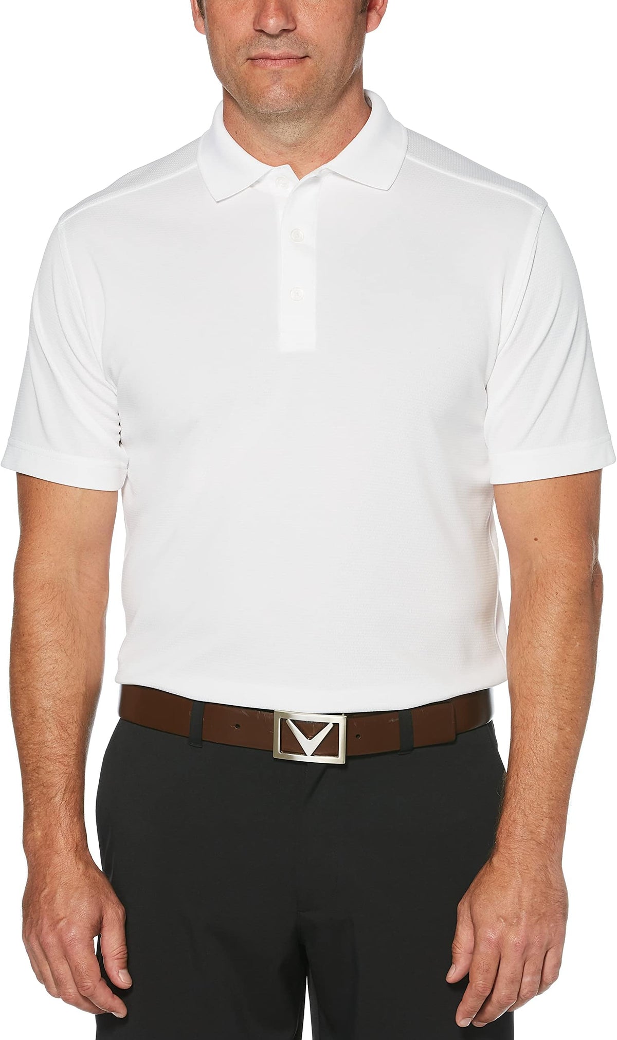 Callaway Men's Short Sleeve Core Performance Golf Polo Shirt With Sun Protection - White