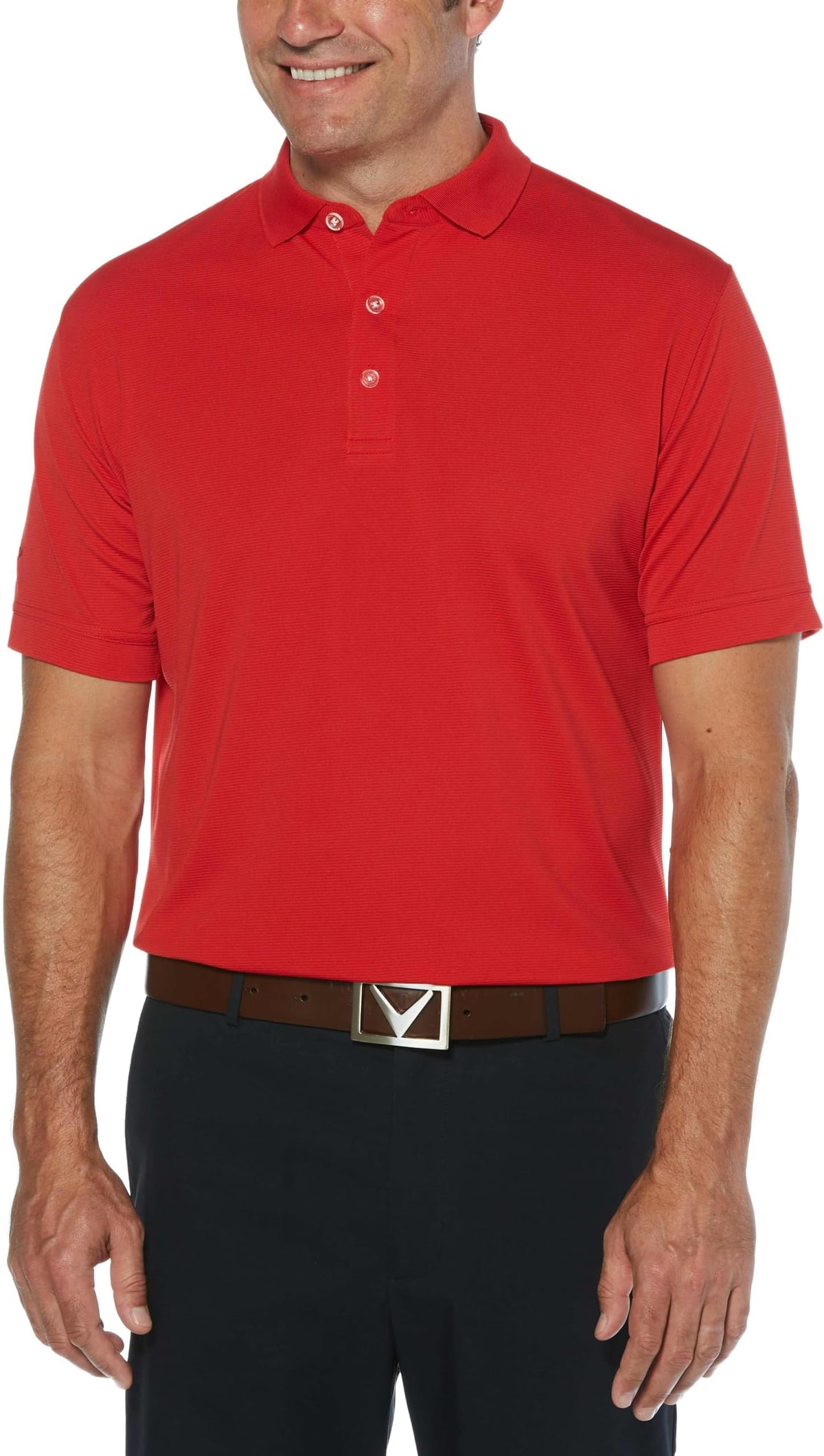 Callaway Men's Short Sleeve Ottoman Performance Golf Polo - Salsa