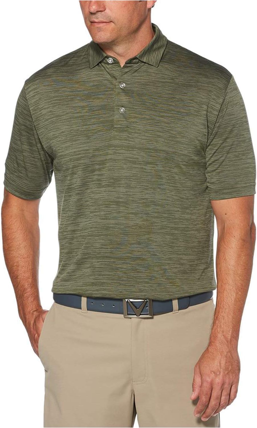 Callaway Mens Broken Stripe Polo Shirt - Hedge Green