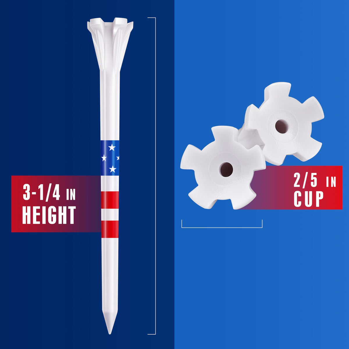 CHAMPKEY 5-Prong Plastic Golf Tees 120 Pack - Star & Stripe Marking System