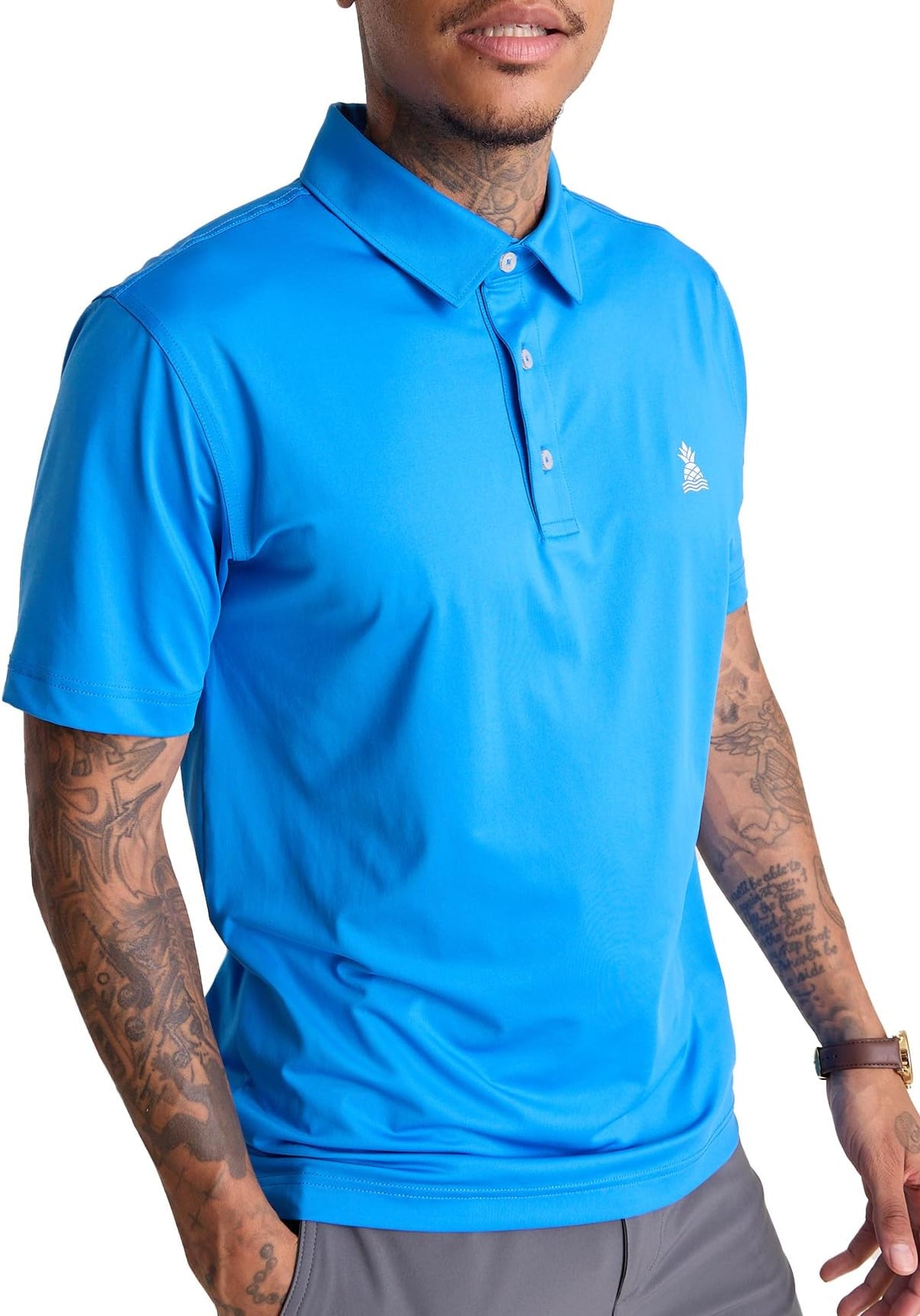 Chubbies Performance Mens Polo Stretchy, Breathable Golf Polo Mens Polo Shirts Short Sleeve - Radiant Blue