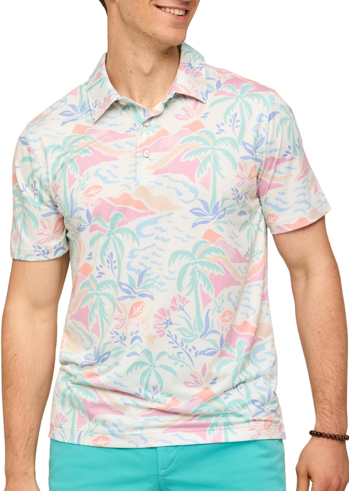 Chubbies Performance Mens Polo Stretchy, Breathable Golf Polo Mens Polo Shirts Short Sleeve - The Washed Ashore