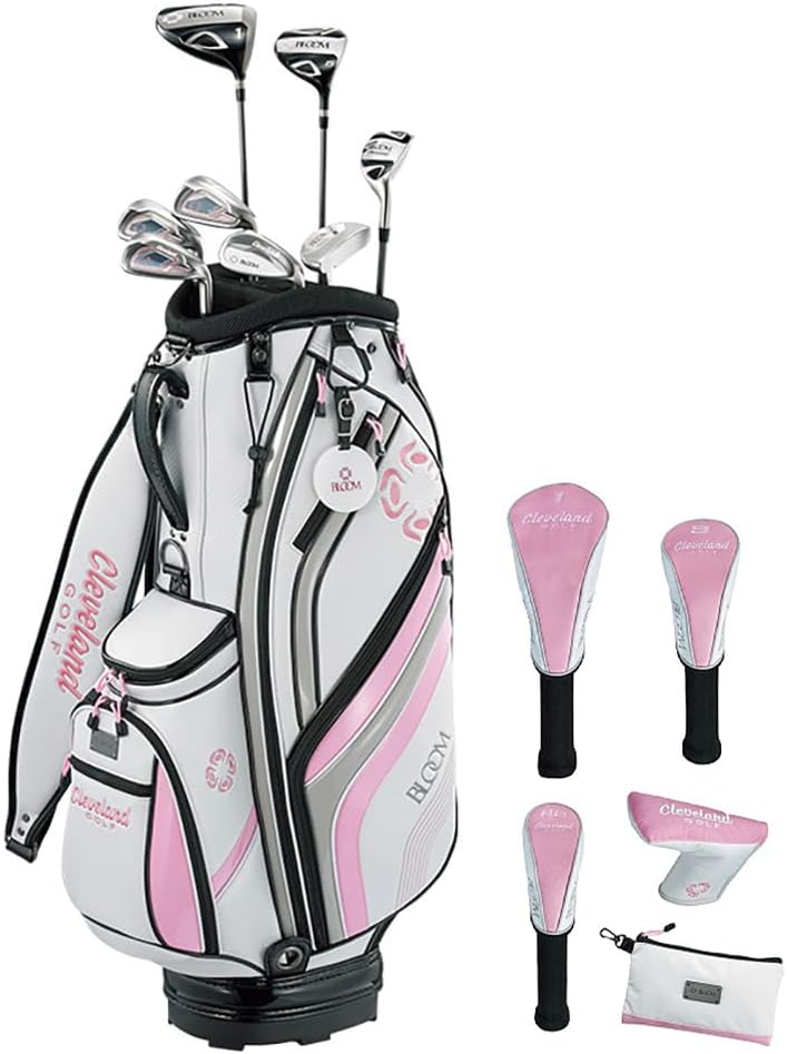 Cleveland Golf Women's Club Set Bloom Bloom Package Set 2022 Model (set Of 8), Carbon, Right, Flex: L - Caddy Bag Included