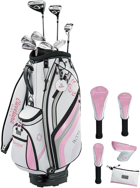 Cleveland Golf Women's Club Set Bloom Bloom Package Set 2022 Model (set Of 8), Carbon, Right, Flex: L - Caddy Bag Included