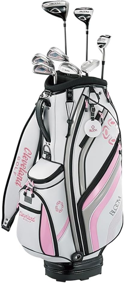 Cleveland Golf Women's Club Set Bloom Bloom Package Set 2022 Model (set Of 8), Carbon, Right, Flex: L - Caddy Bag Included
