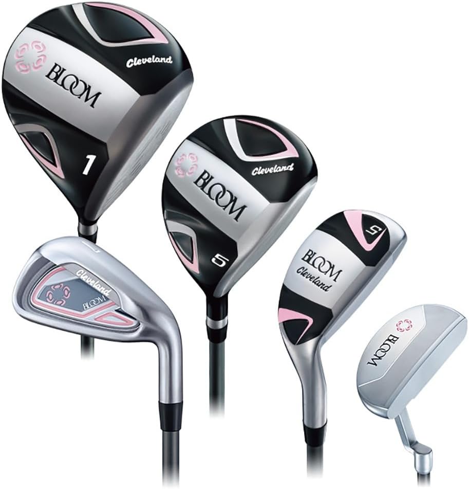 Cleveland Golf Women's Club Set Bloom Bloom Package Set 2022 Model (set Of 8), Carbon, Right, Flex: L - Caddy Bag Included