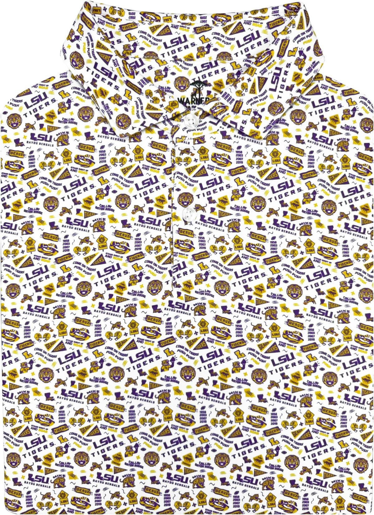 Collegiate Print Golf Shirt For Men - Officially Licensed Performance Polo - Lsu