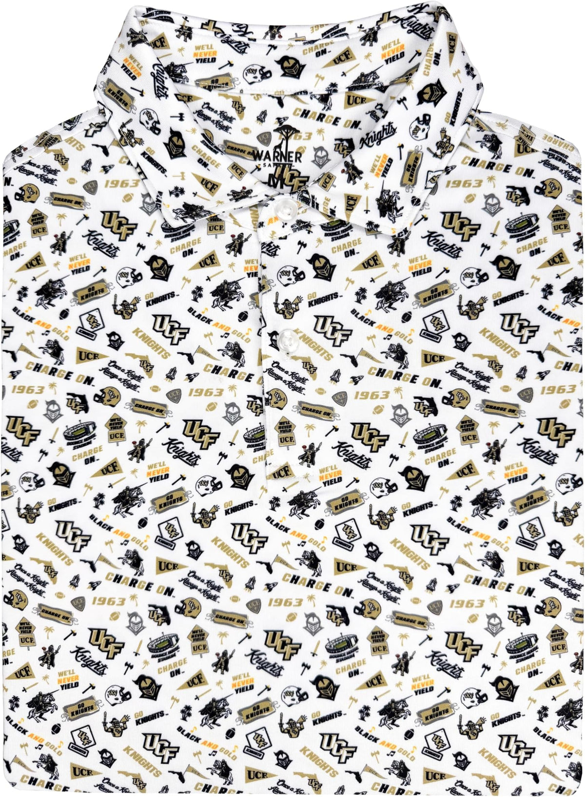 Collegiate Print Golf Shirt For Men - Officially Licensed Performance Polo - Ucf Knights
