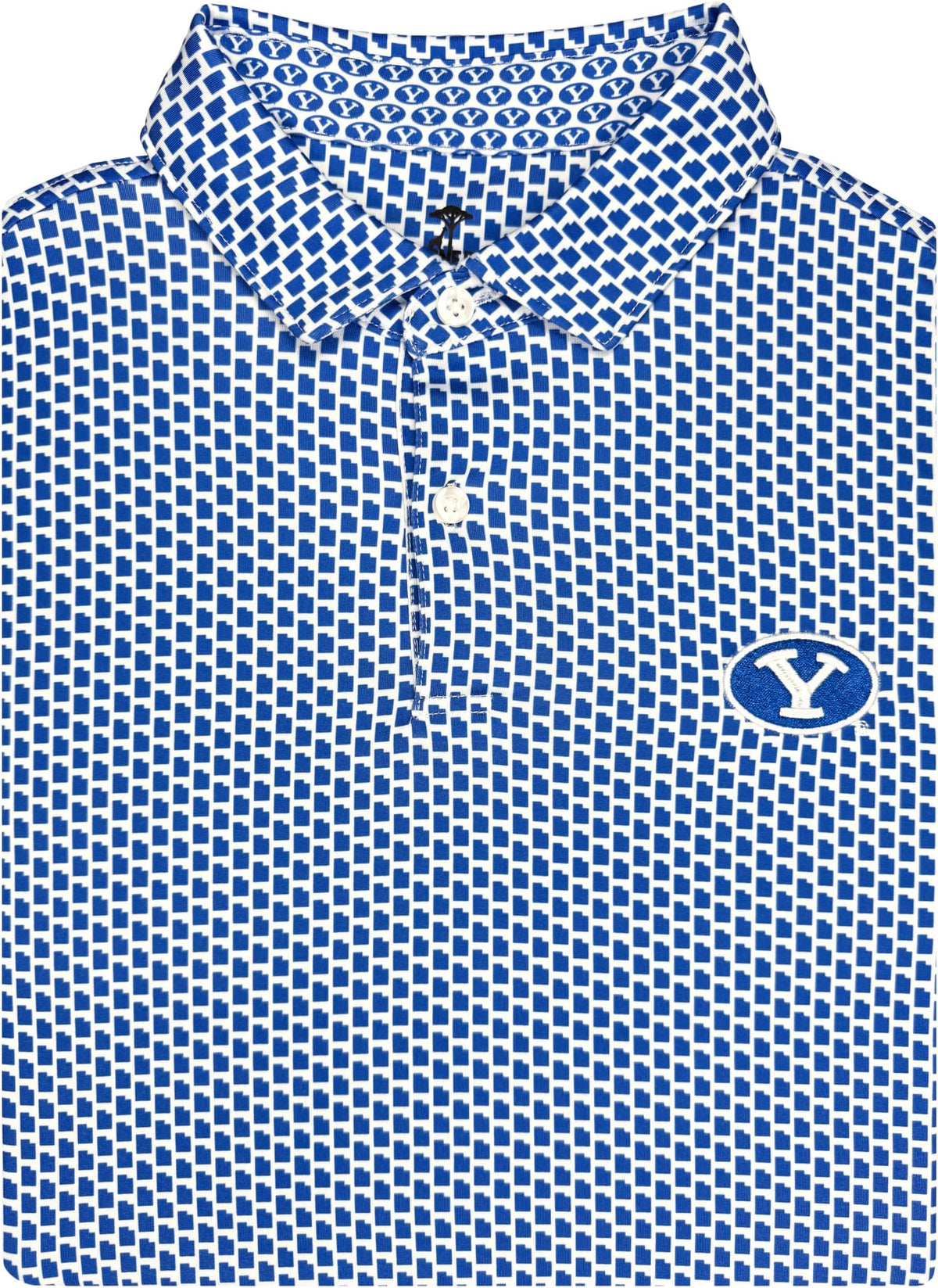 Collegiate Print Golf Shirt For Men - Officially Licensed Performance Polo - Byu Cougars