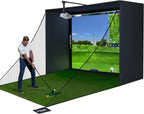 Complete Golf Simulator Enclosure Package – 4k-Ready Impact Screen With Blackout Cage, Projector Mount, Frame Poles, Side Shank Nets | Indoor & Garage Practice | Easy Setup | 12-Month Warranty - 11 X 8'4 X 5