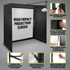 Complete Golf Simulator Enclosure Package – 4k-Ready Impact Screen With Blackout Cage, Projector Mount, Frame Poles, Side Shank Nets | Indoor & Garage Practice | Easy Setup | 12-Month Warranty - 11 X 8'4 X 5