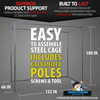 Complete Golf Simulator Enclosure Package – 4k-Ready Impact Screen With Blackout Cage, Projector Mount, Frame Poles, Side Shank Nets | Indoor & Garage Practice | Easy Setup | 12-Month Warranty - 11 X 8'4 X 5